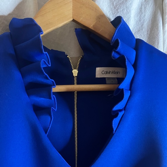 Calvin Klein Ruffle Neck Scuba Sheath - Picture 3 of 6